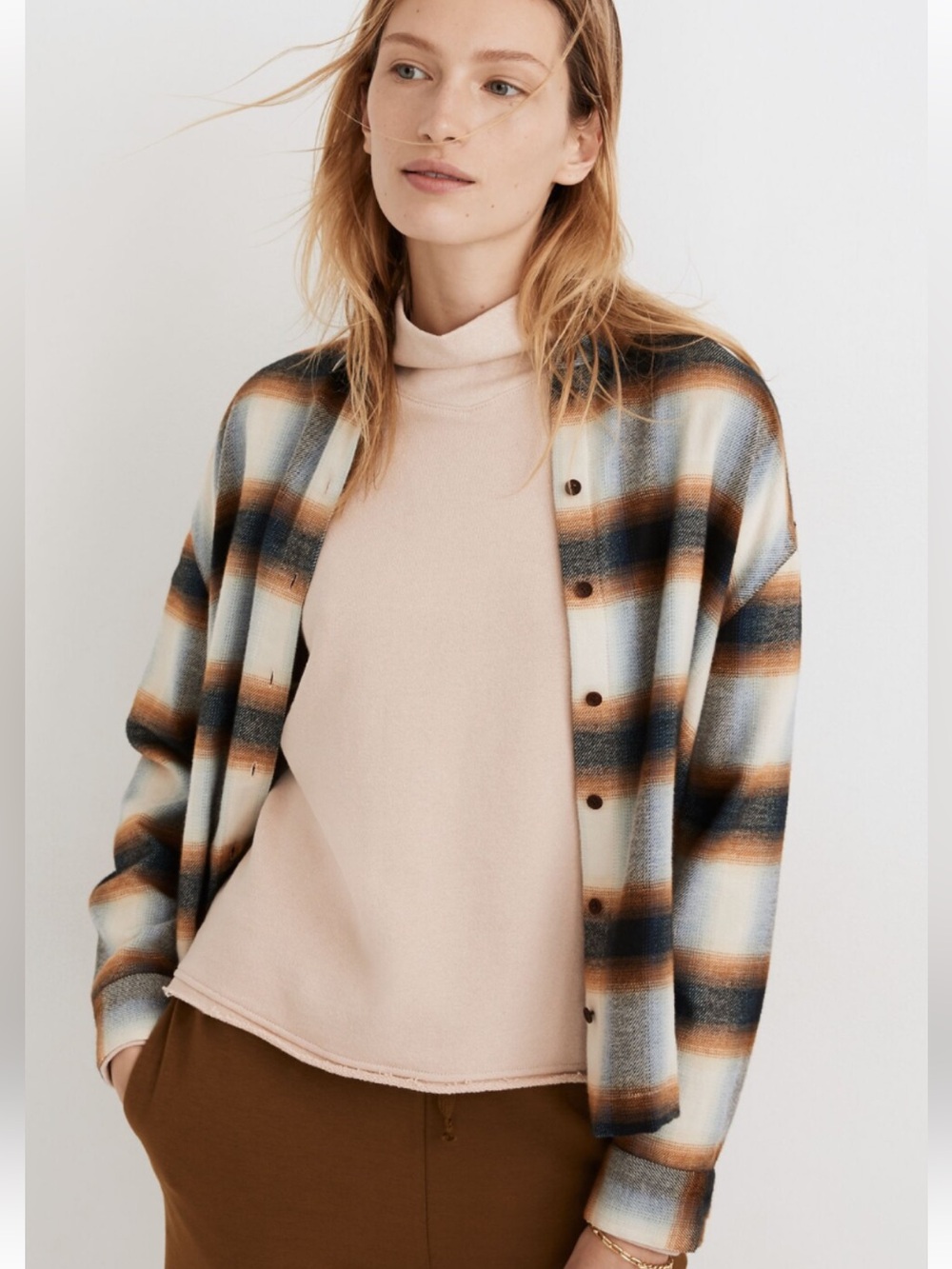 NWOT MADEWELL Women’s Button WESTLAKE Flannel Shirt ALLEN PLAID Small MSRP $88
